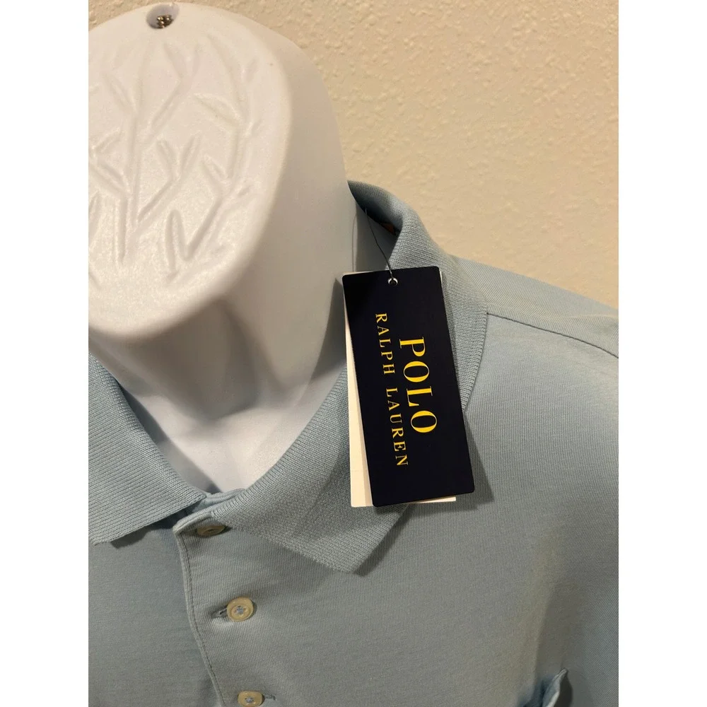 Polo Ralph Lauren Mens XXL Light Blue Classic Fit Pocket Polo Shirt Embroidered